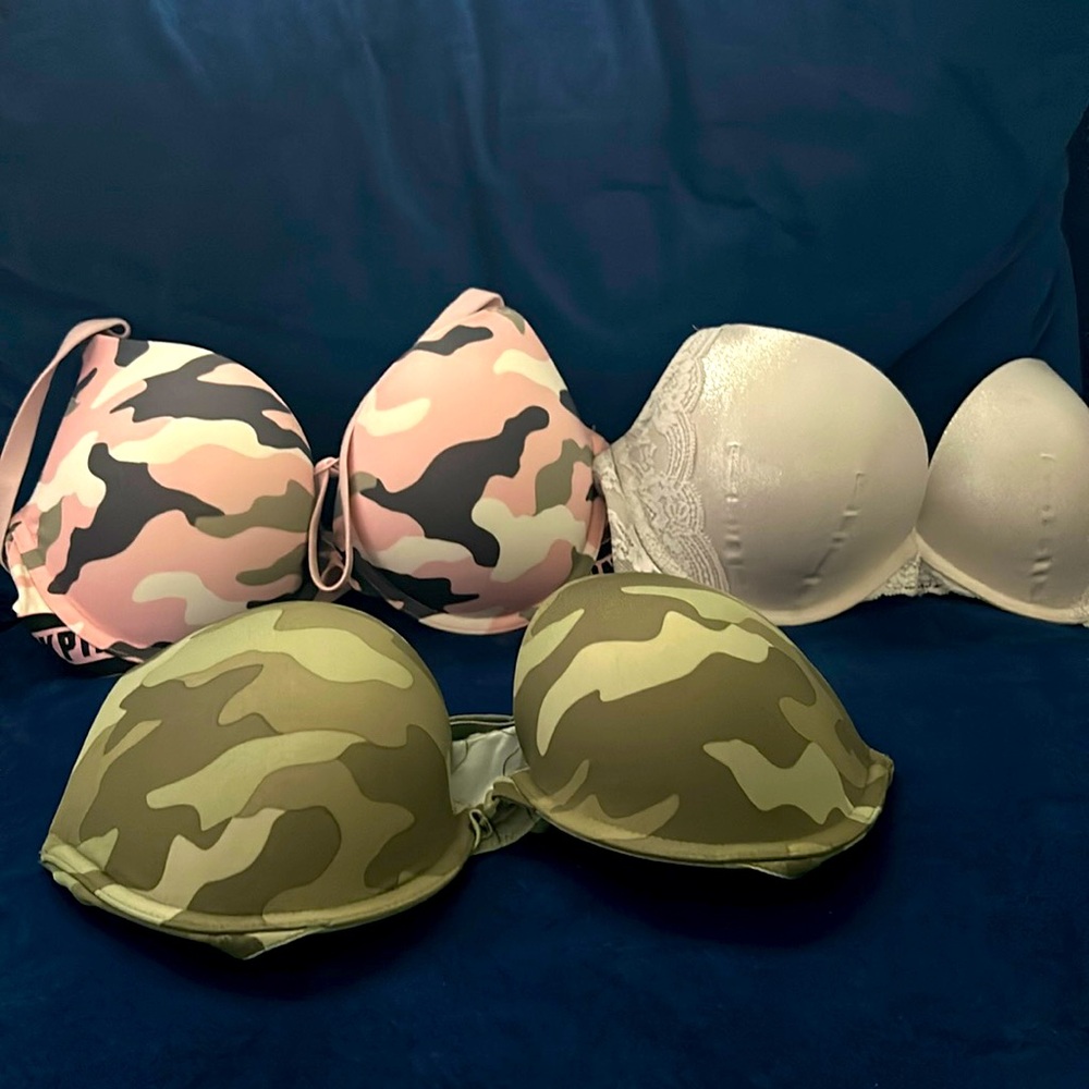 3 push up victoria secrets bras for the price of one, 34D